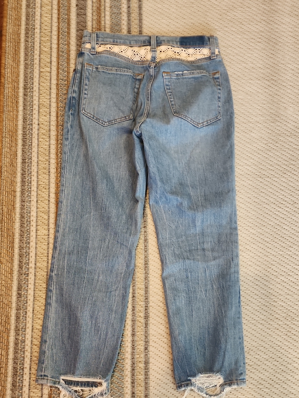 Abercrombie & Fitch Light Blue Denim Boyfriend Jeans with Frayed Hems Upcycled